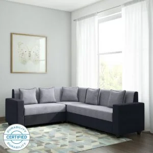Corner Sofa Set in Grey Black Colour