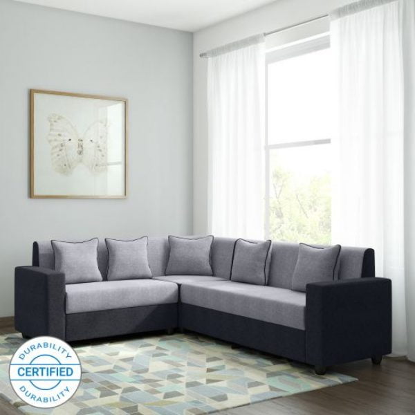 Corner Sofa Set In Grey And Black